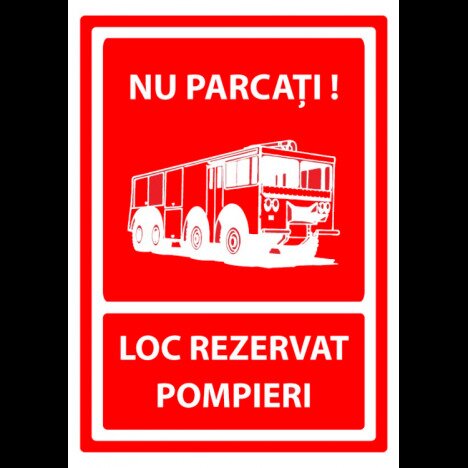 Semn pentru loc de parcate rezervat pompierilor